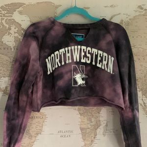 Cropped Acid wash Northwestern University Purple Sweatshirt